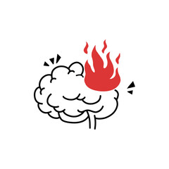 Brain on Fire Icon Representing Extreme Burnout and Mental Overload