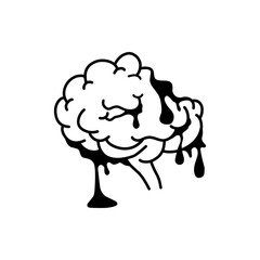 Melting Brain Icon Representing Mental Burnout and Stress