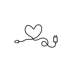 Heart Shaped Charging Cable Icon Representing Emotional Recharge