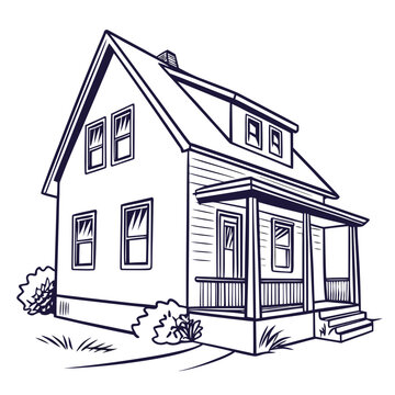 A charming two-story house with a wrap-around porch and dormer windows