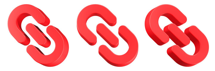 link icon 3d render red color