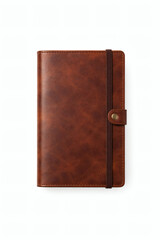 Elegant Brown Leather Journal on White Backdrop for Writing and Note-Taking