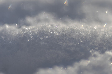 Fluffy white snow on a winter day