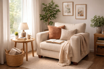 Fototapeta premium Cozy Reading Corner with Soft Natural Daylight