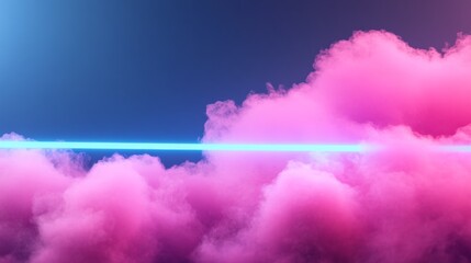 Fototapeta premium Electrifying rose nebula with blue lightning and cosmic clouds
