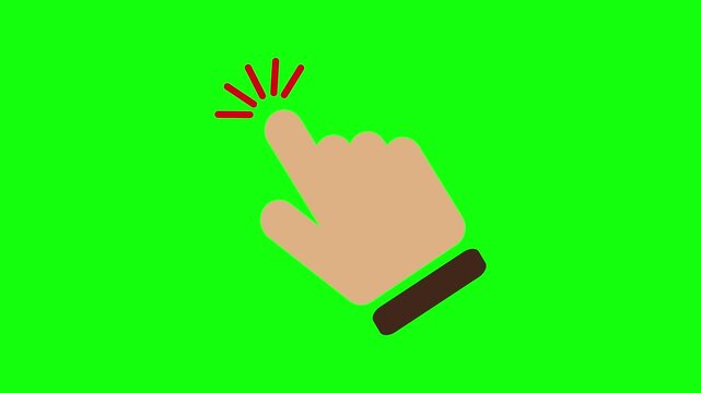 Hand Click Animation on Green Screen Background &ndash; Finger Tap Icon Motion Graphic Loop