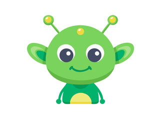 Naklejka premium Science fiction little green alien with child like features. vector icon 