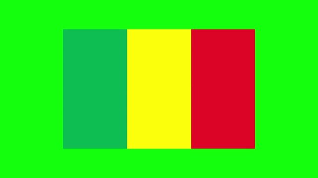 Mali Flag Animation with Green Screen Background &ndash; Malian National Flag Waving Loop