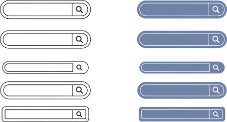 A collection of search bars in various design styles on a white background