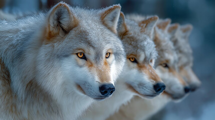 Fototapeta premium A pack of wolves.