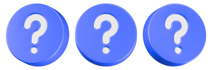 question mark icon 3d render blue circle button