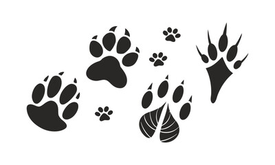 Fototapeta premium Bold animal footprint silhouette vector set for logo and print collection set illustration, easily editable.