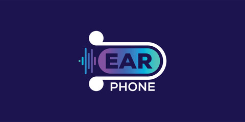Fototapeta premium Modern Earphone Logo Design for Music and Audio Technology Branding