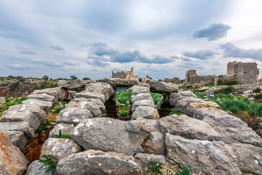 Kanlıdivane (Canytellis) Ancient City view in Mersin District of Turkey