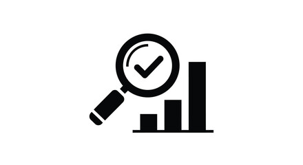 Obraz premium Searching for data analysis with a magnifying glass silhouette
