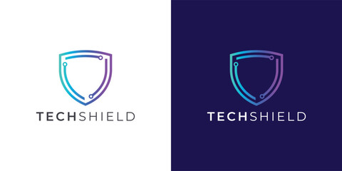 Modern Tech Shield Logo Design for Cyber Security and Digital Protection Branding © Veclotus