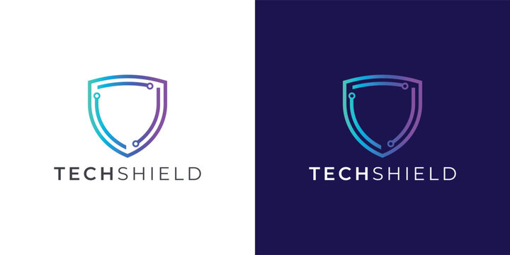 Modern Tech Shield Logo Design for Cyber Security and Digital Protection Branding