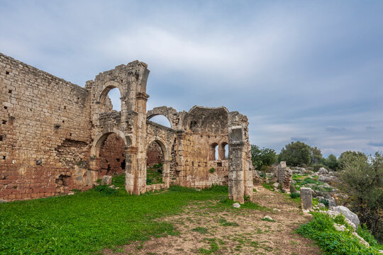 Kanlıdivane (Canytellis) Ancient City view in Mersin District of Turkey