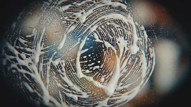 Close-up of a hand applying a creamy substance in circular motions