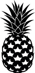 Obraz premium Black and white pineapple icon tropical fruit summer beach theme