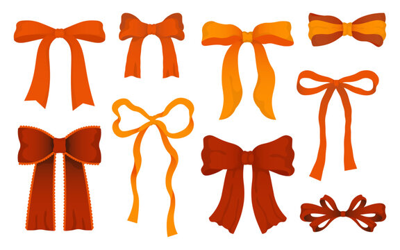 Warm orange bow set inspired by fall and Thanksgiving season. Perfect for autumn designs, holiday cards, harvest packaging, decorations, and cozy seasonal artwork.