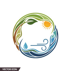 Circular icon of nature elements representing ecology and sustainability