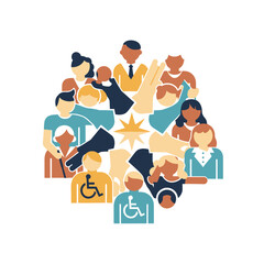 Diverse community group with unity and inclusion concept