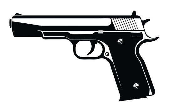 colt 1911 silhouette line art vector illustration