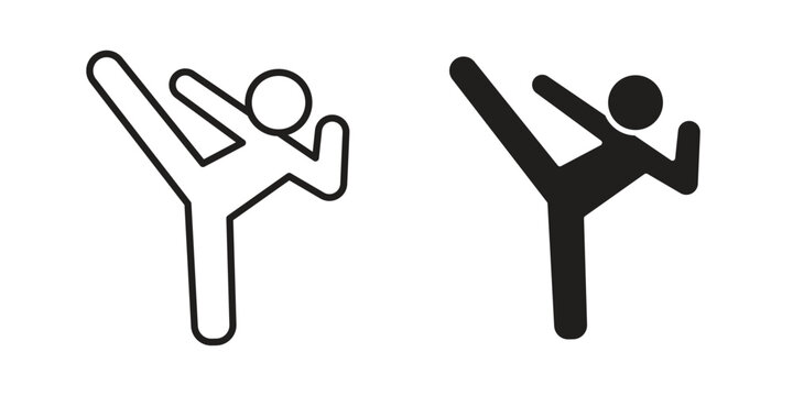 Kung fu icon concept template. linear or solid icon collection