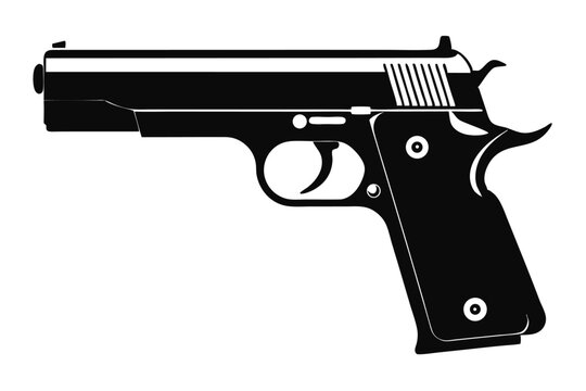 colt 1911 silhouette line art vector illustration