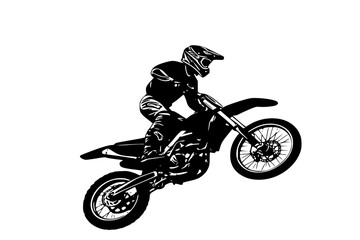 Professional Female Motocross Rider Scrubbing Jump Silhouette Vector for Technical Off Road Racing Skills