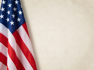 Obraz premium United States flag on President day with a textured beige background with copy space presidents day representation in America 