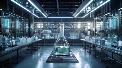 Modern chemical laboratory interior glass reactor systems image