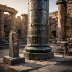 Rust resistant pillar demonstrating ancient metallurgical skill