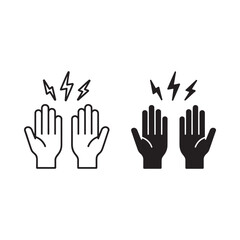 Fototapeta premium Hands emitting electricity or energy two contrasting monochrome depictions