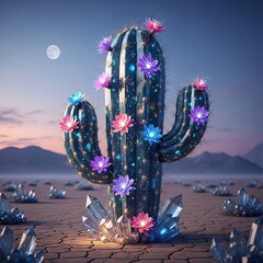 Crystalized Cactus A cactus made of glowing crystals with tiny f