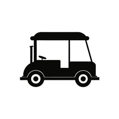 Golf Cart Silhouette: A sleek, minimalist black and white golf cart silhouette, ideal for conveying leisure, sports, and recreational themes.