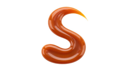 Fototapeta premium Caramel sauce letter S isolated PNG, sweet topping alphabet symbol on transparent background, delicious dessert design element