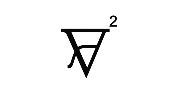 Black minimalist symbol logo with superscript 2, flat design element