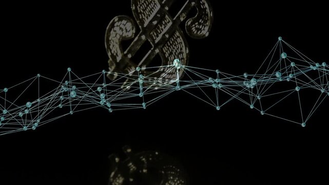 Pendant appearing, dropping, rotating through teal band, charms swinging, lighting creating shine