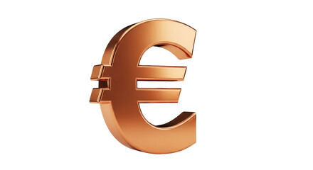 Obraz premium Golden euro sign isolated PNG on transparent background, currency symbol for finance, banking and European economy