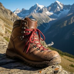 Hiking 🥾 Boot and mountain representing outdoor trekking