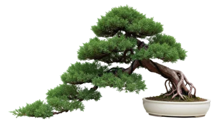 Fototapeten Bonsai Bonsai tree isolated PNG on transparent background, miniature juniper tree in a pot for zen garden and oriental design  © Roxana