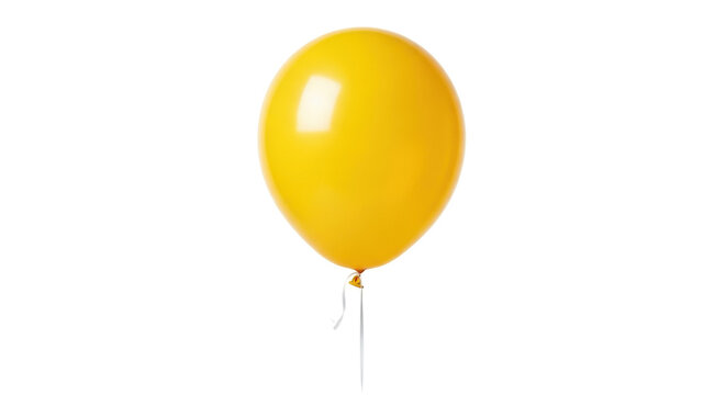Bright yellow balloon PNG isolated on transparent background, party decoration for birthday celebration and festive events