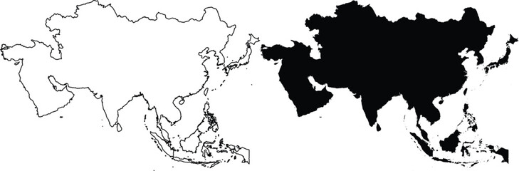 Obraz premium Asia outline and silhouette map continent