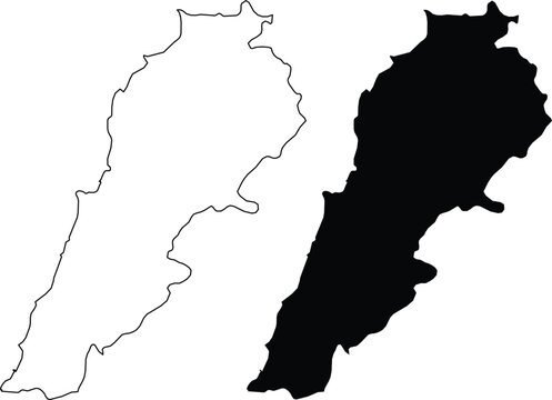 Lebanon Map Outline and Silhouette country