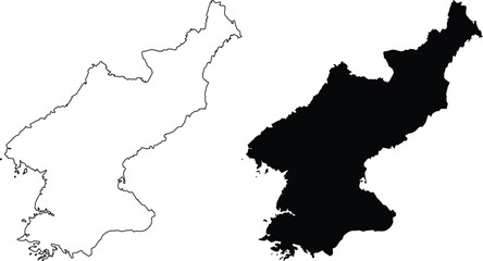 Fototapeta premium North Korea outline and silhouette map country