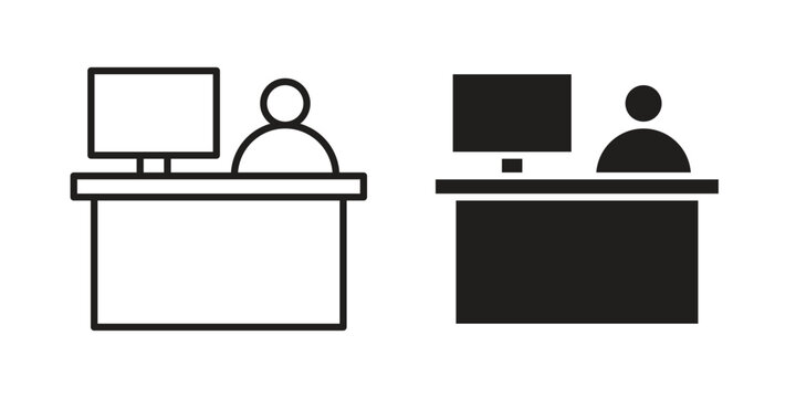 Reception icon concept template. linear or solid icon collection