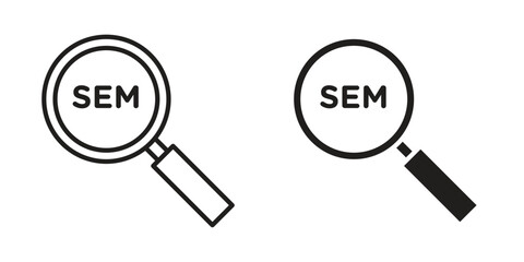 SEM icon concept template. linear or solid icon collection