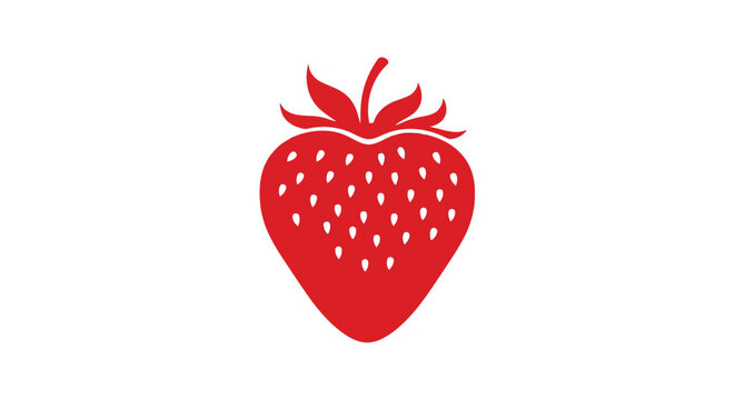 Red strawberry icon symbol flat minimalist vector